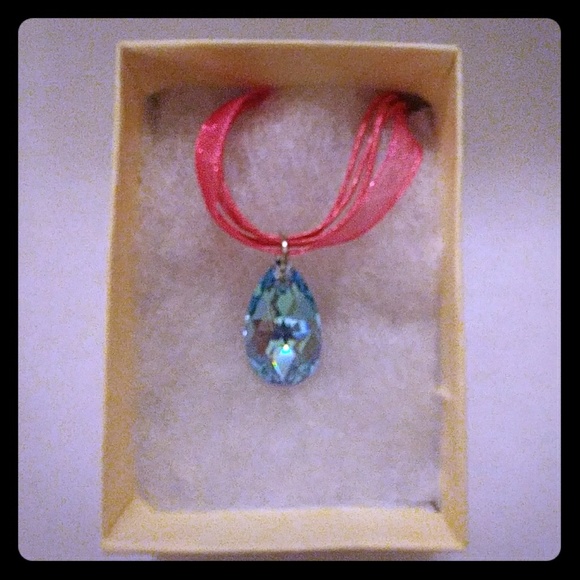 Aruba Blue Crystal Teardrop Necklace - Picture 1 of 8